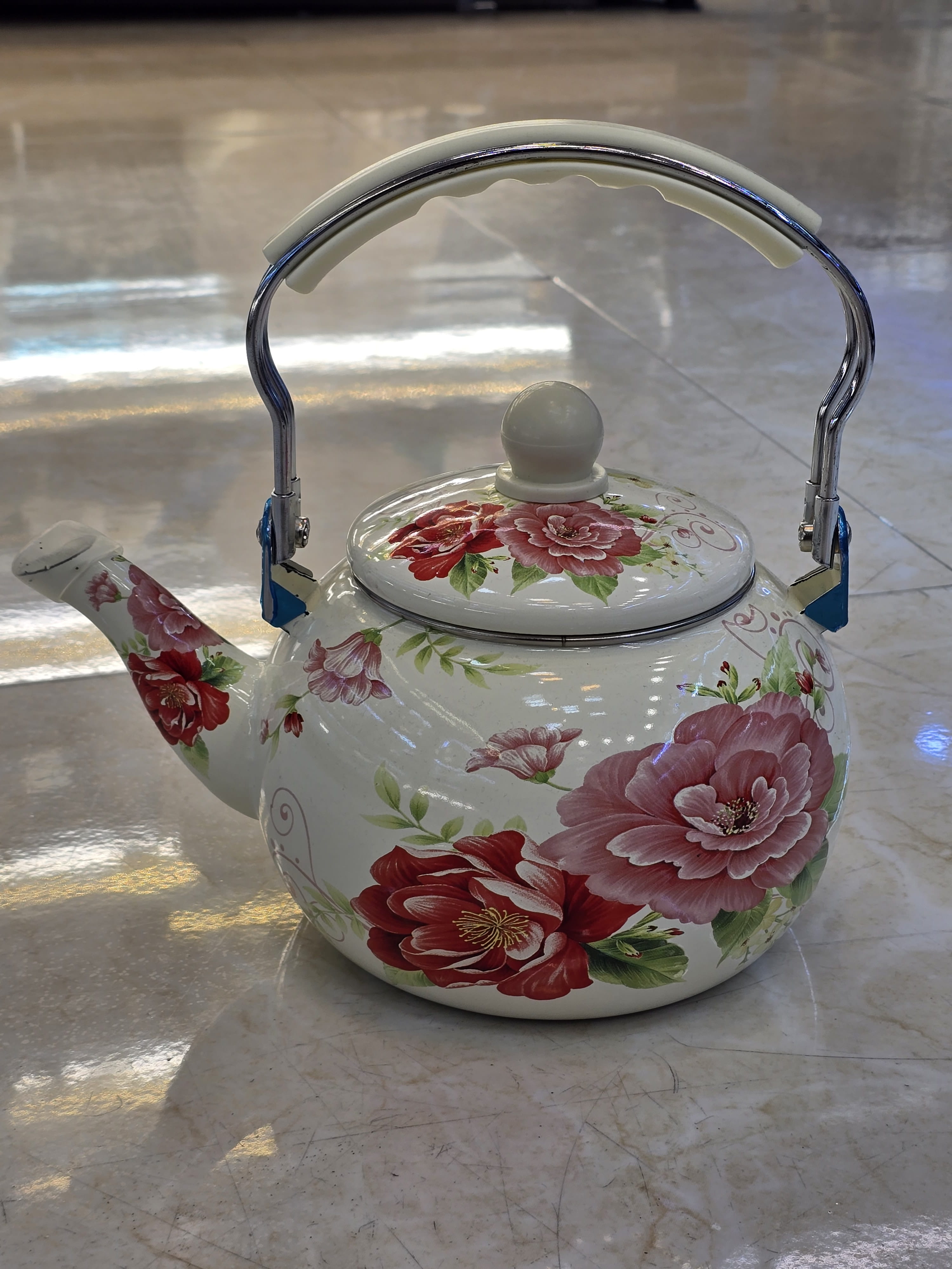 کتری لعابی ۲.۵ لیتر گلدار (گل درشت)