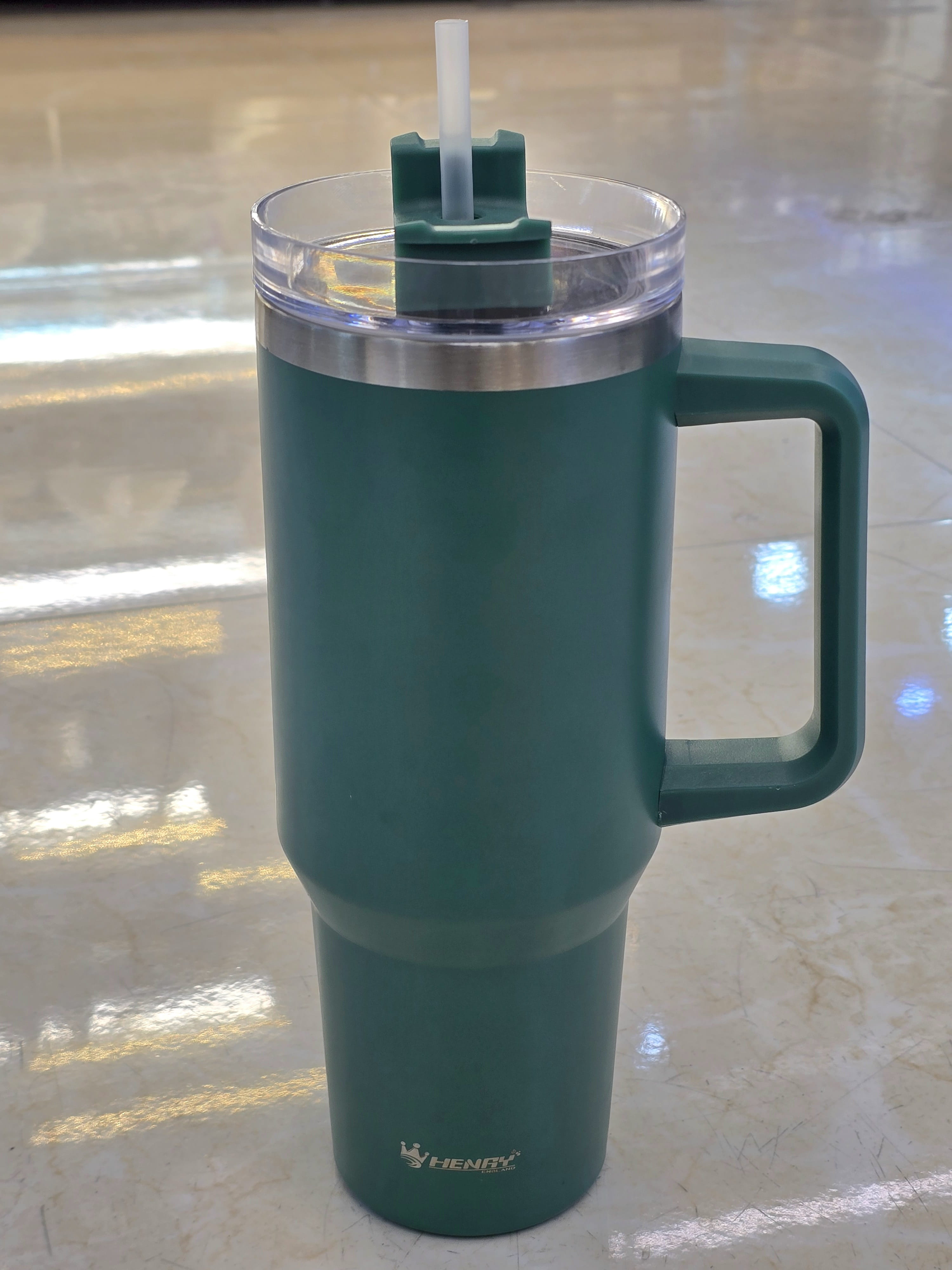قمقمه تراول ماگ طرح استنلی دسته دار (سبز ساده)